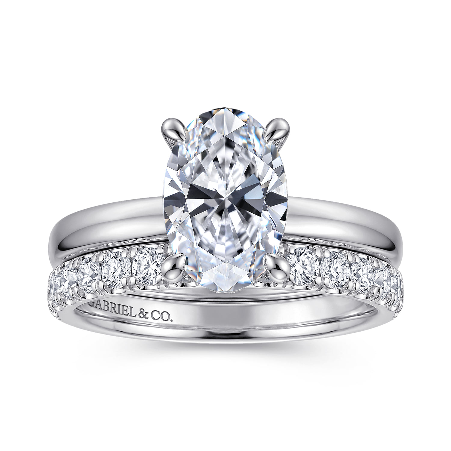 Diamond Matching Wedding Band in 14K White Gold, photograph 4
