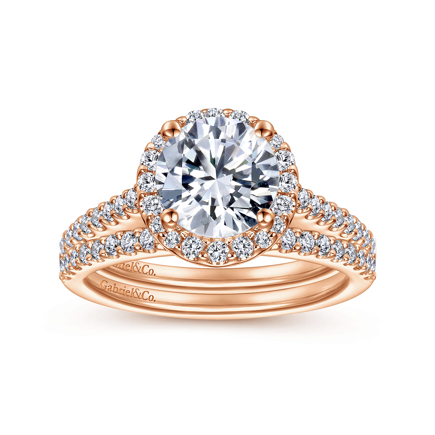 Matching Diamond Wedding Band in 14K Rose Gold, photograph 4
