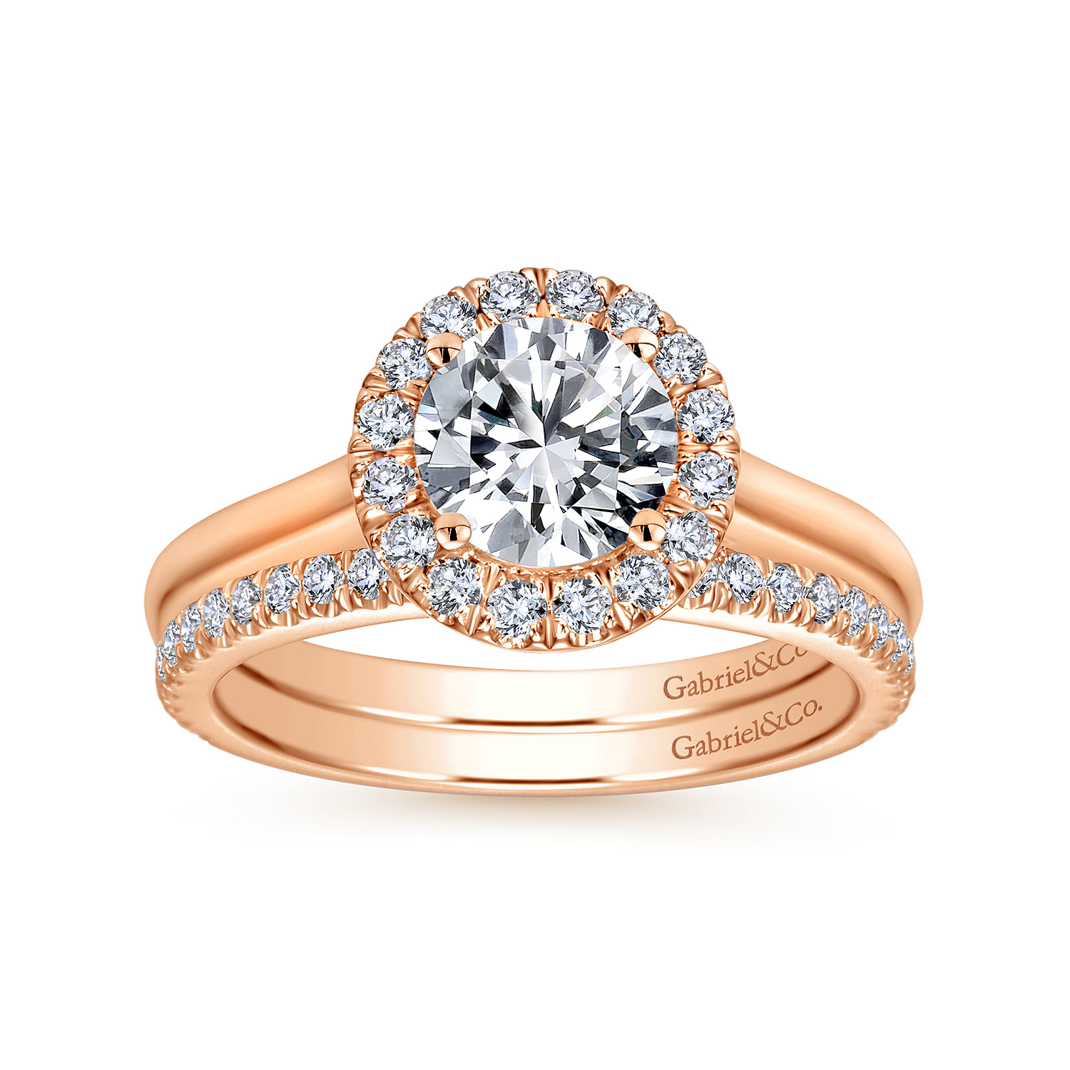Matching Diamond Wedding Band in 14K Rose Gold, photograph 4