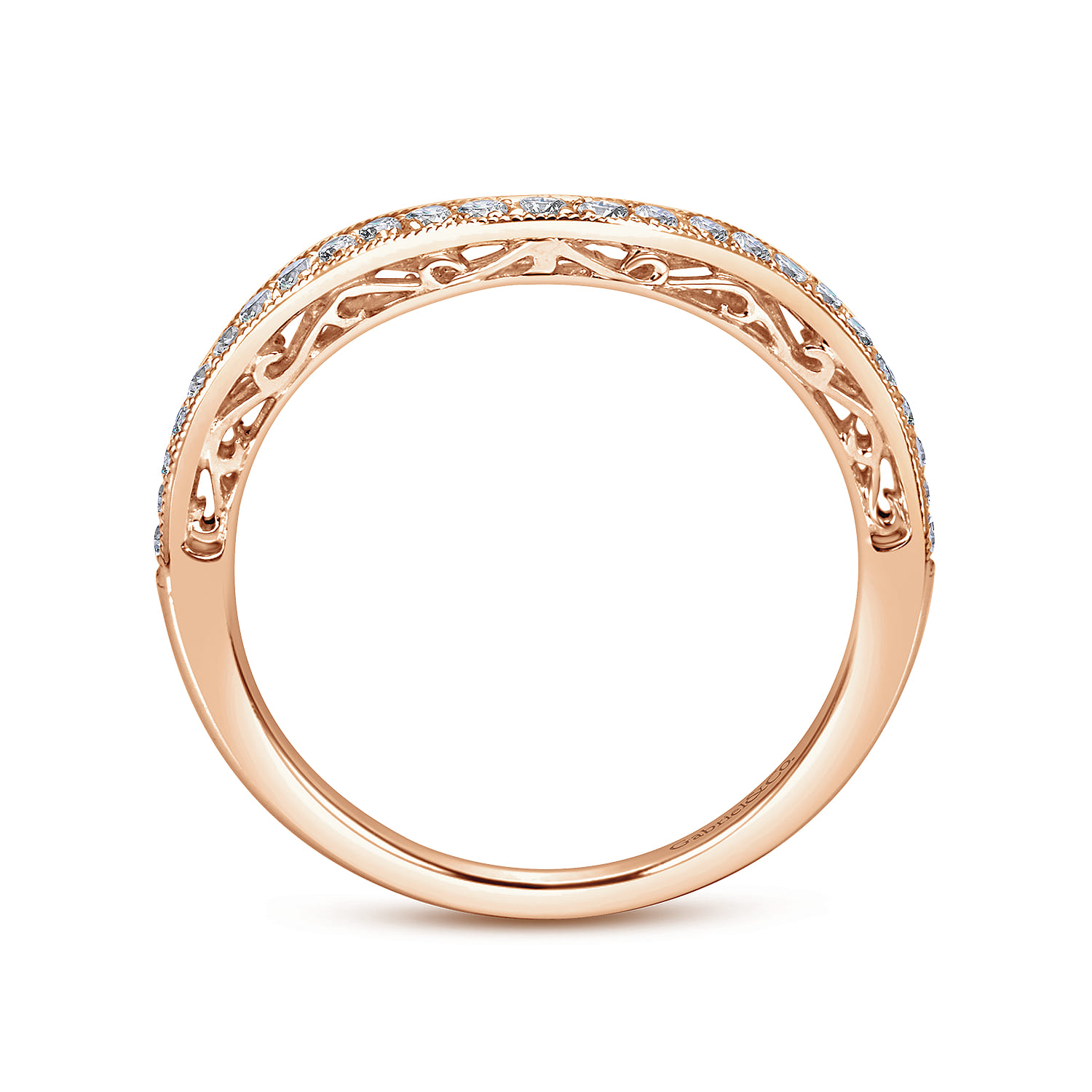 Diamond Matching Wedding Band in 14K Rose Gold, photograph 2