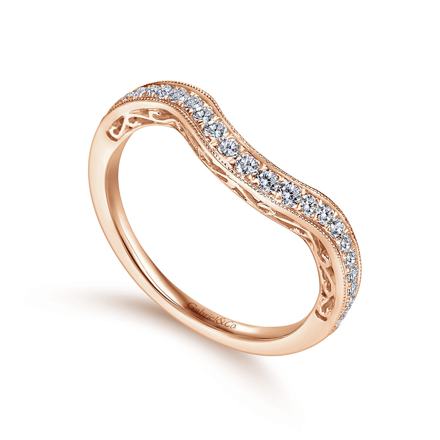Diamond Matching Wedding Band in 14K Rose Gold, photograph 3