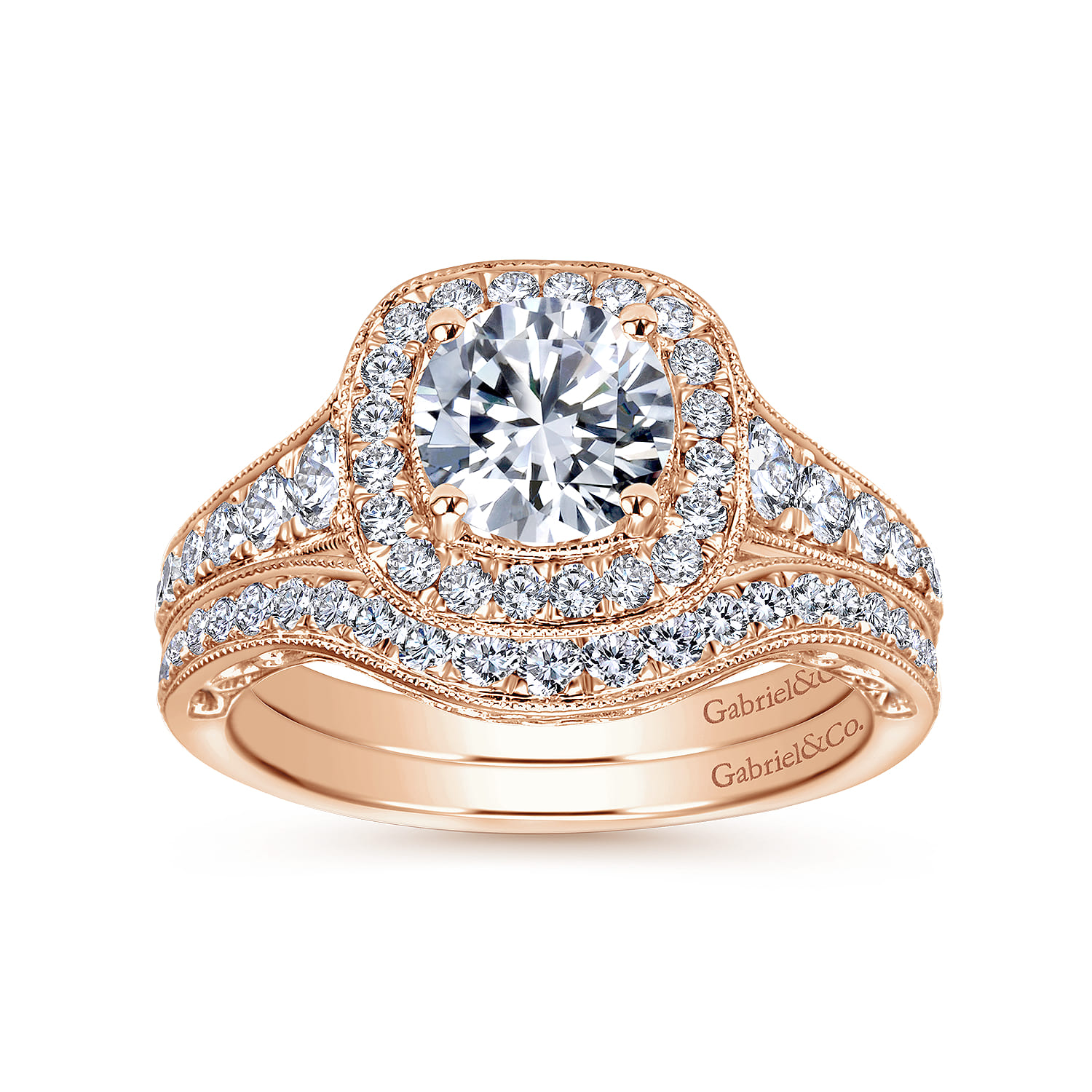 Diamond Matching Wedding Band in 14K Rose Gold, photograph 4