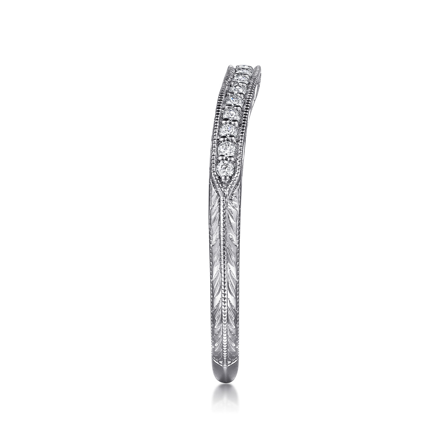 Knife Edge Matching Wedding Band in 14K White Gold, photograph 5