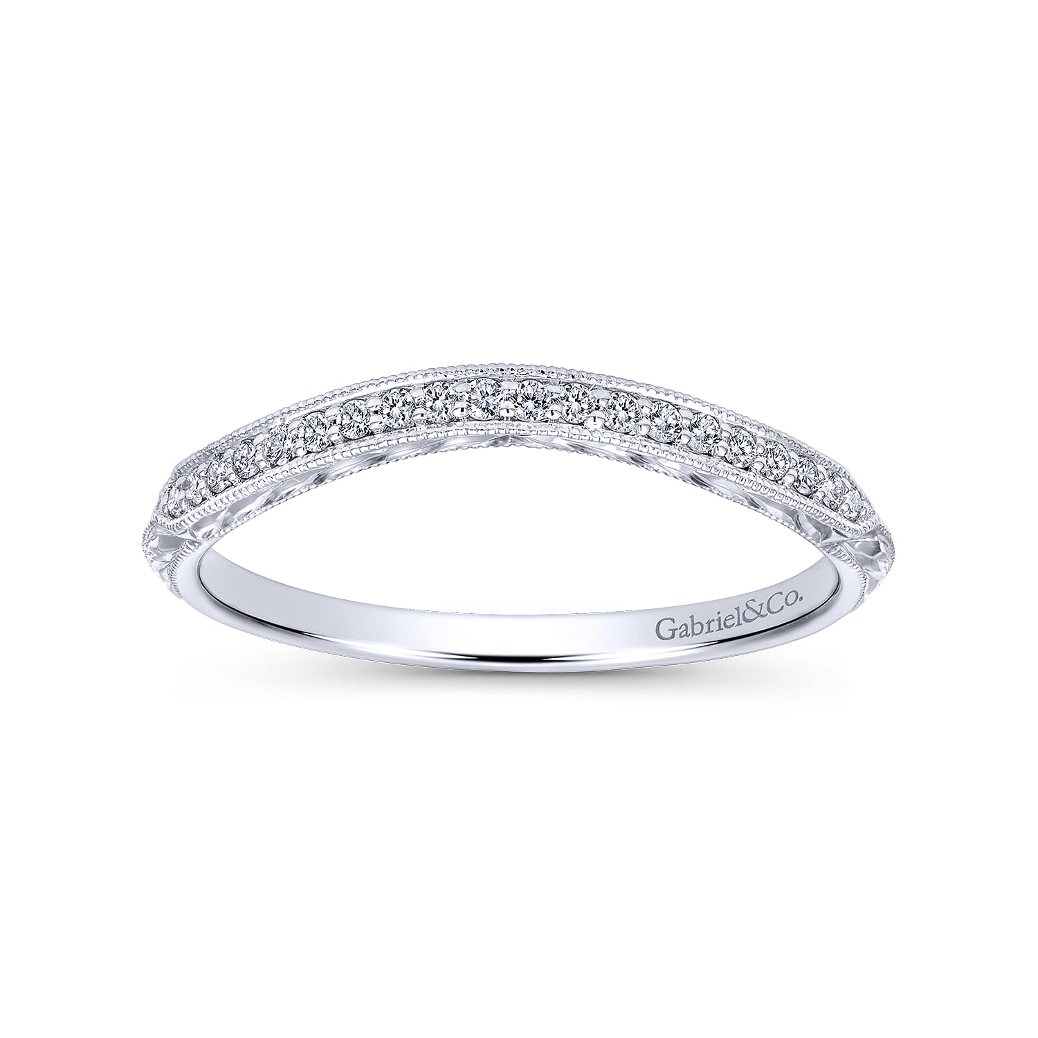 Knife Edge Matching Wedding Band in 14K White Gold, photograph 5
