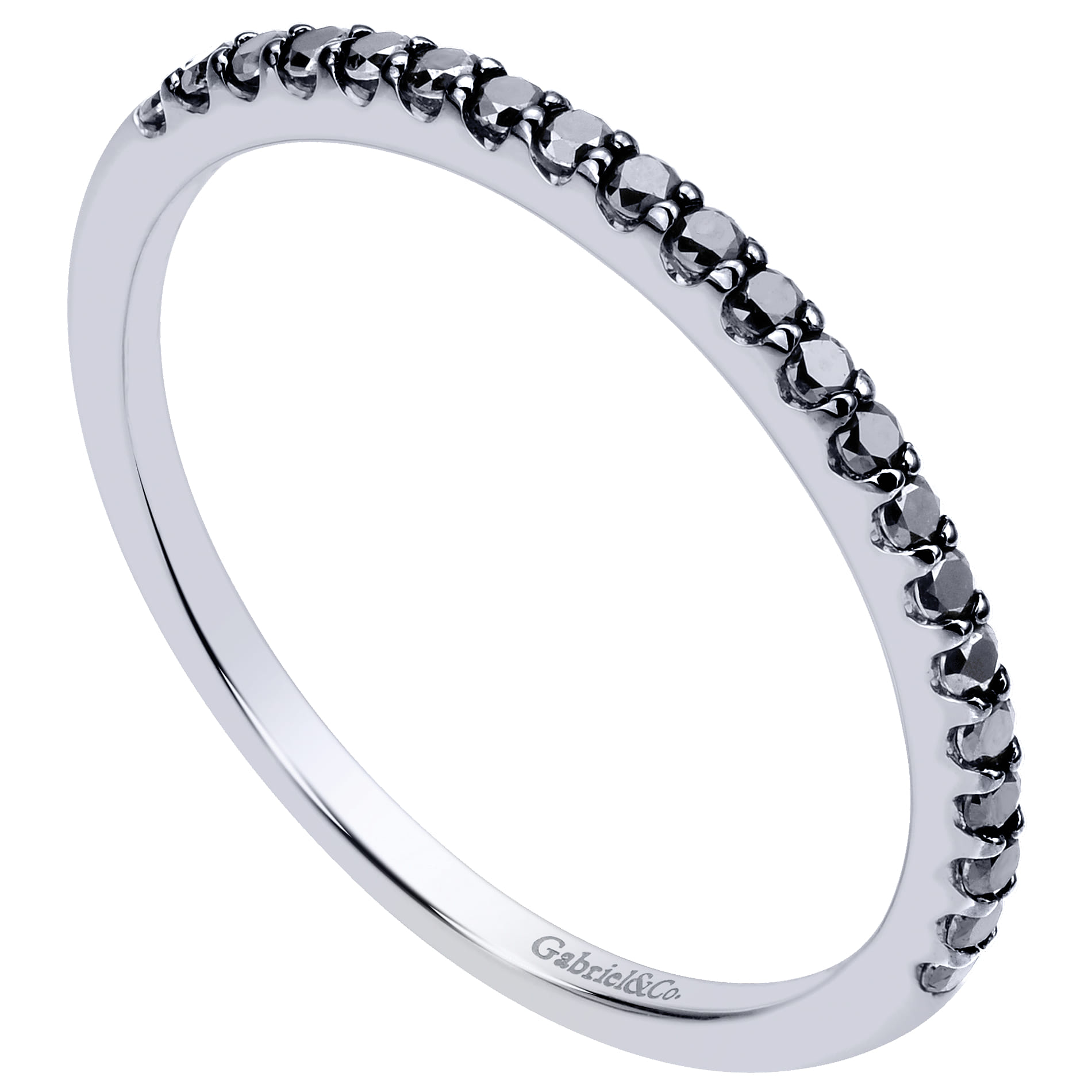 Black Matching Wedding Band in 14K White Gold, photograph 3