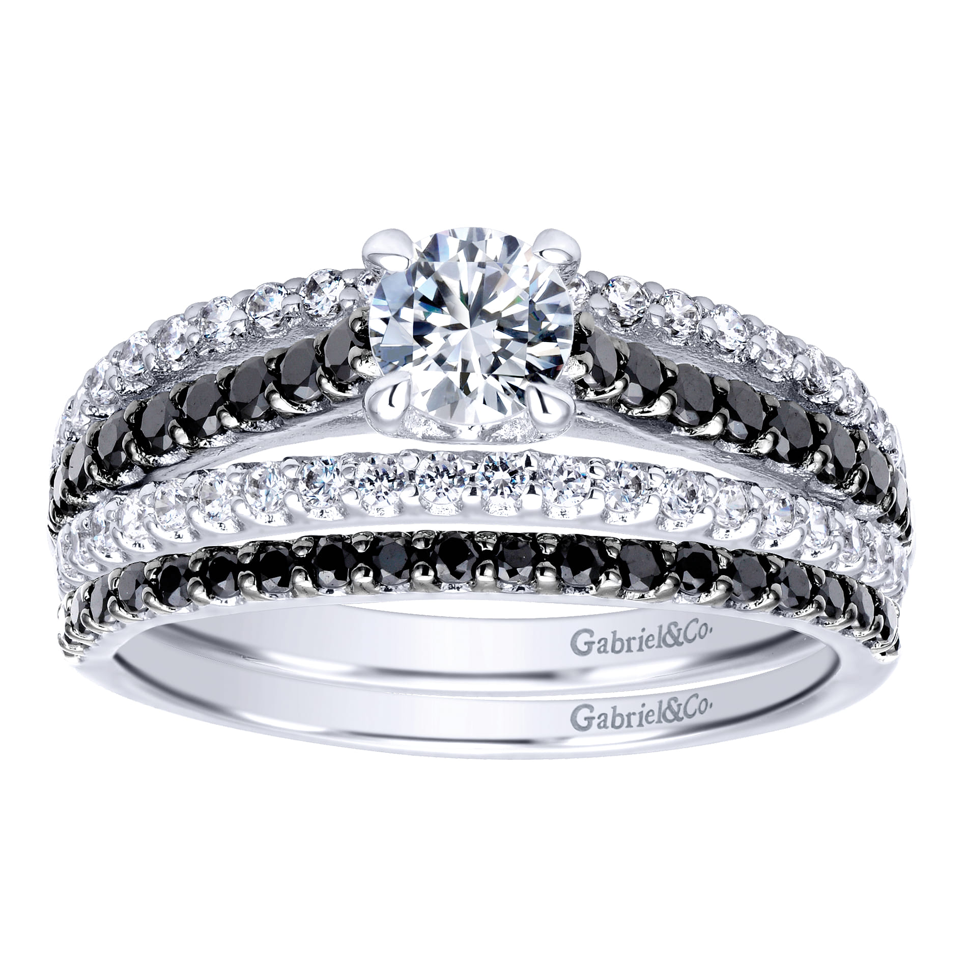 Black Matching Wedding Band in 14K White Gold, photograph 4