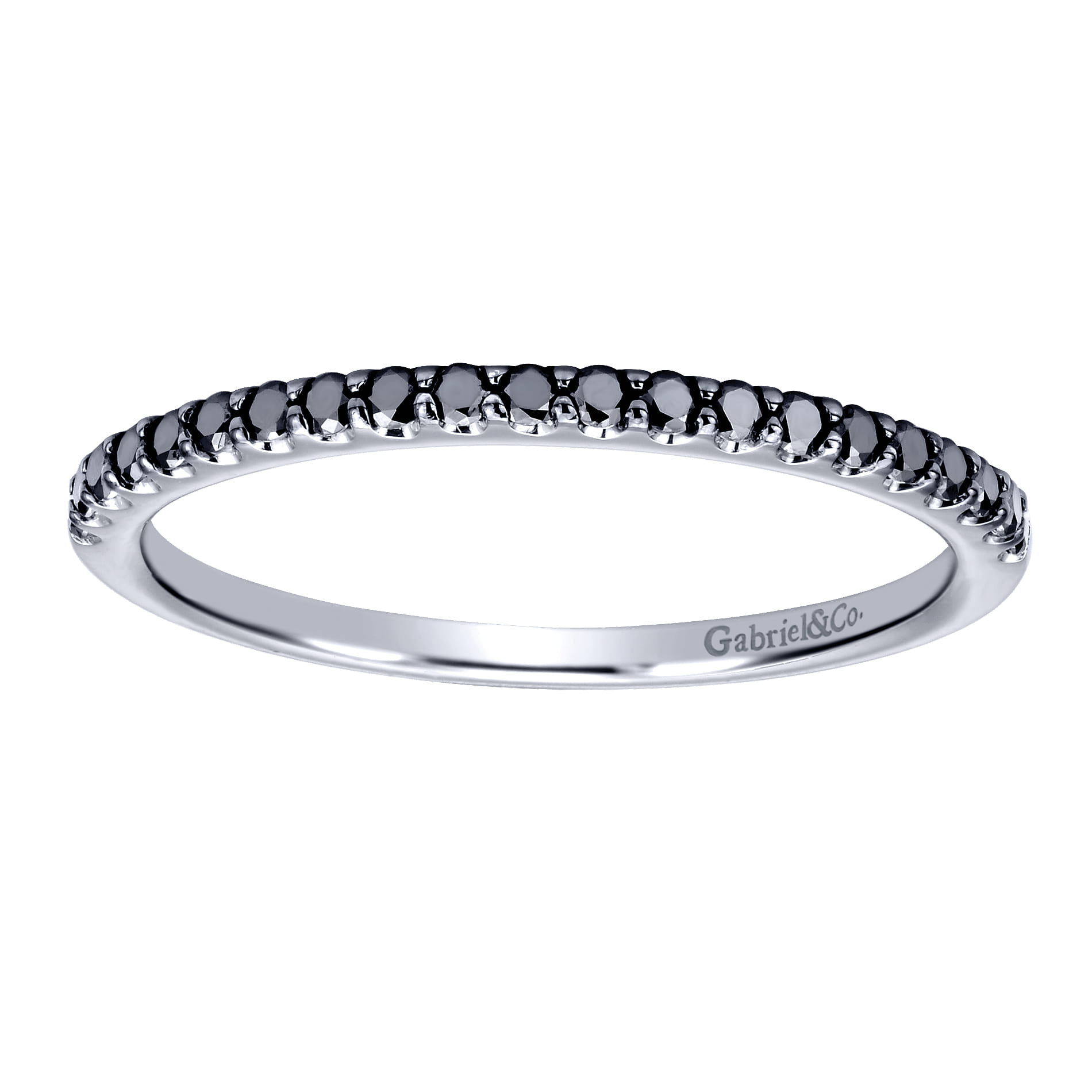 Black Matching Wedding Band in 14K White Gold, photograph 5