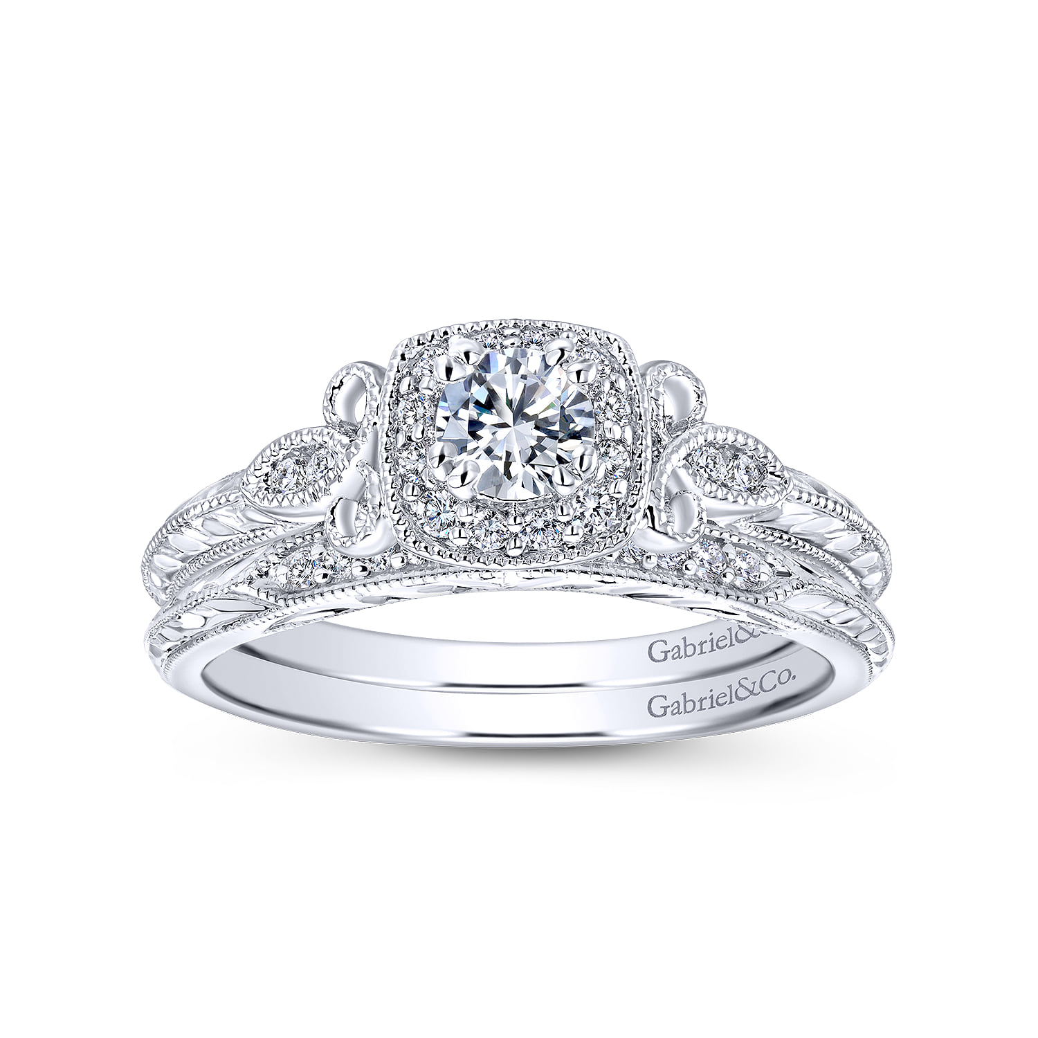 Diamond Matching Wedding Band in 14K White Gold, photograph 4