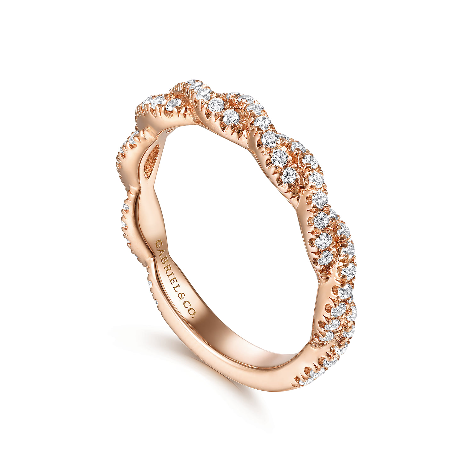 Matching Diamond Wedding Band in 14K Rose Gold, photograph 3
