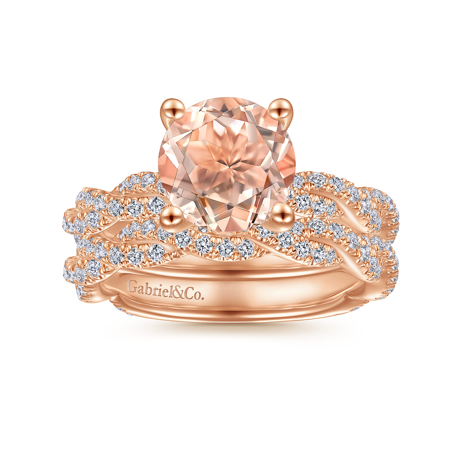 Matching Diamond Wedding Band in 14K Rose Gold, photograph 4
