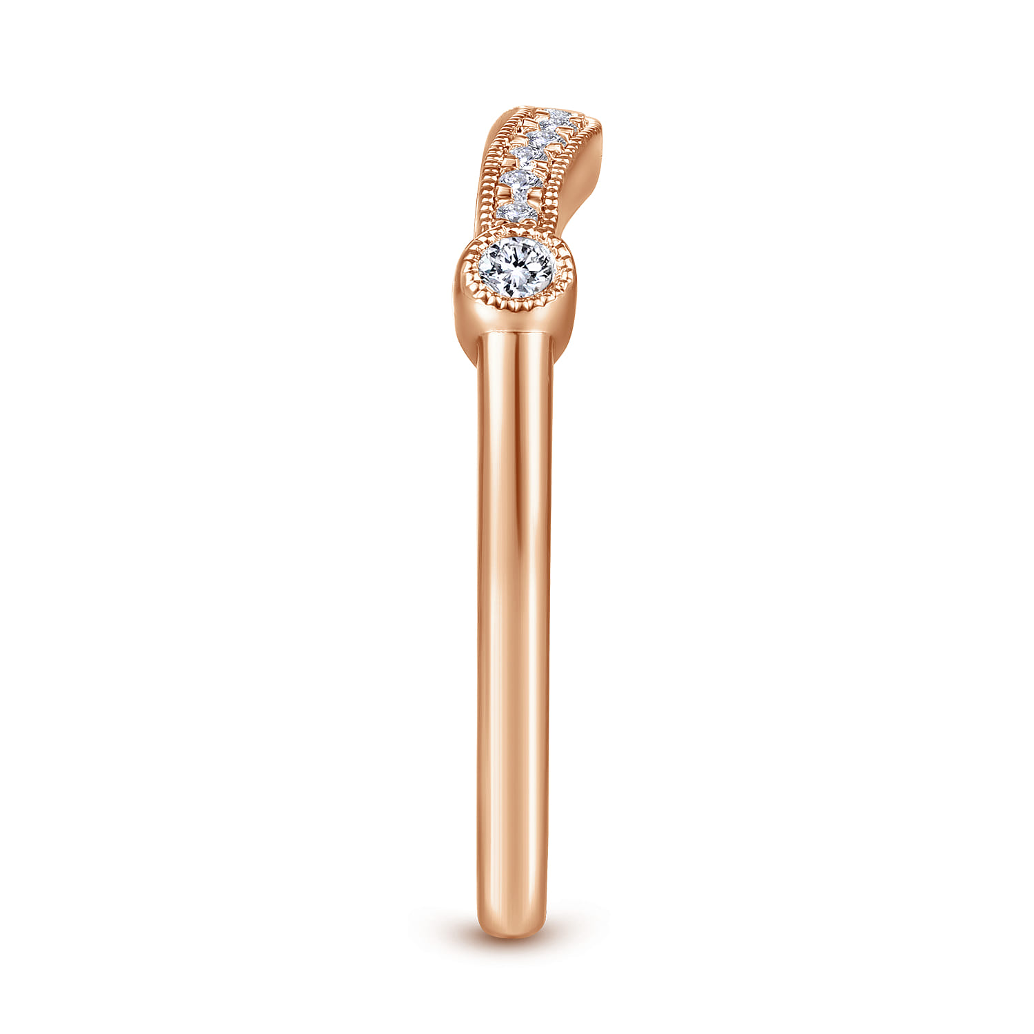Matching Diamond Wedding Band in 14K Rose Gold, photograph 5