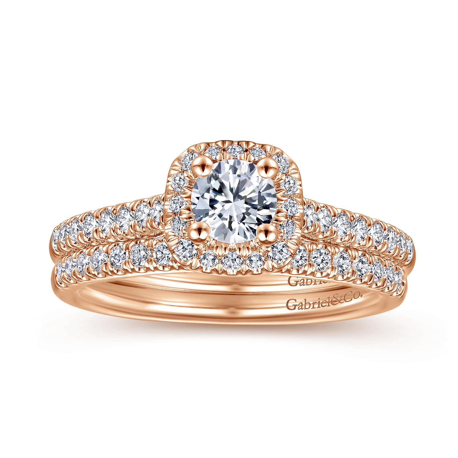Matching Diamond Wedding Band in 14K Rose Gold, photograph 4