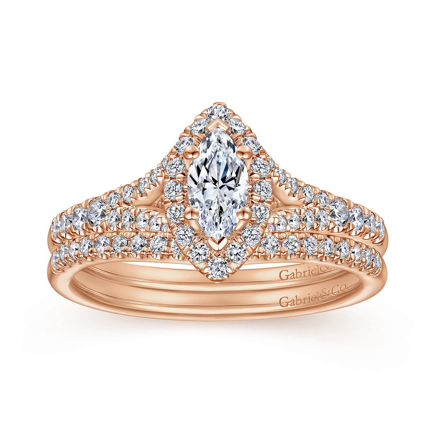 Matching Diamond Wedding Band in 14K Rose Gold, photograph 4