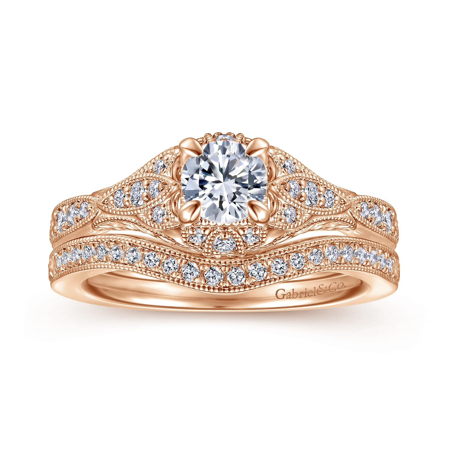 Matching Diamond Wedding Band in 14K Rose Gold, photograph 4