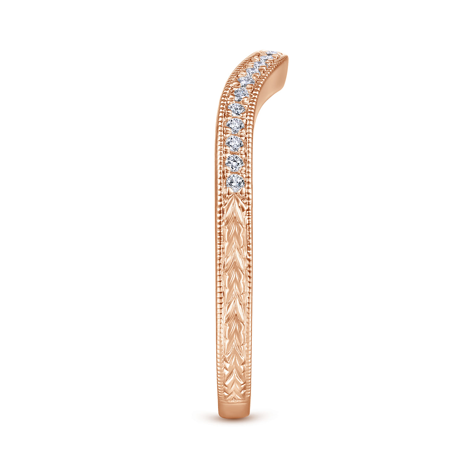 Matching Diamond Wedding Band in 14K Rose Gold, photograph 5