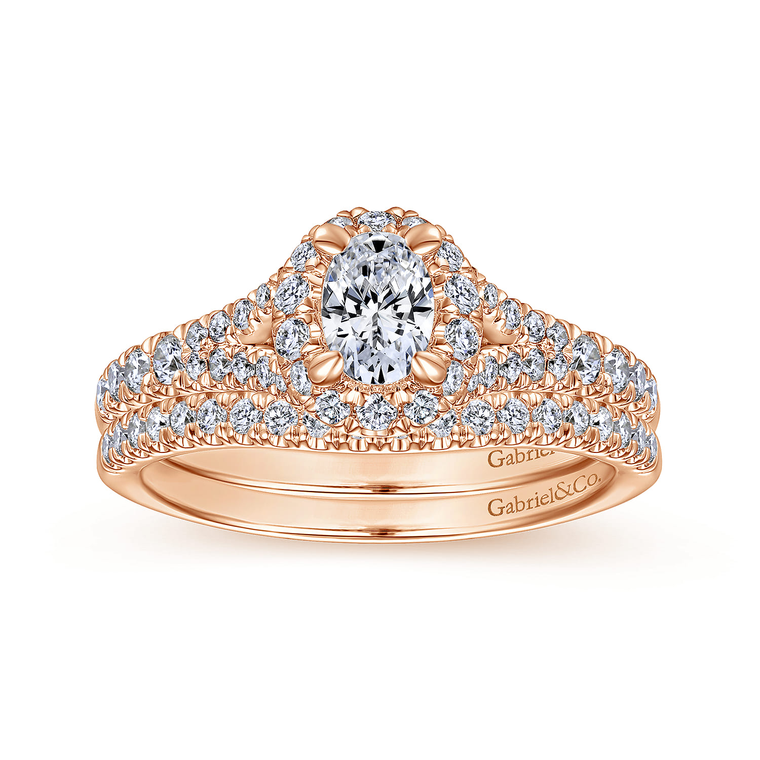 Matching Diamond Wedding Band in 14K Rose Gold, photograph 4