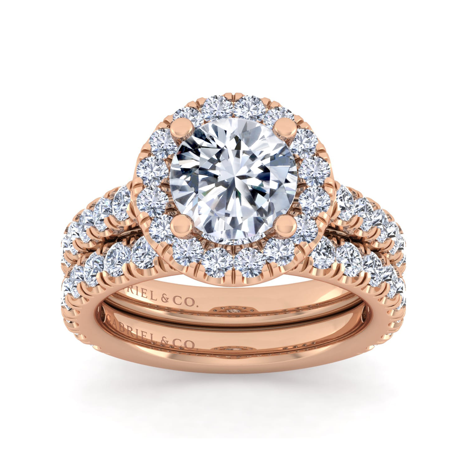 Diamond Matching Wedding Band in 14K Rose Gold, photograph 4