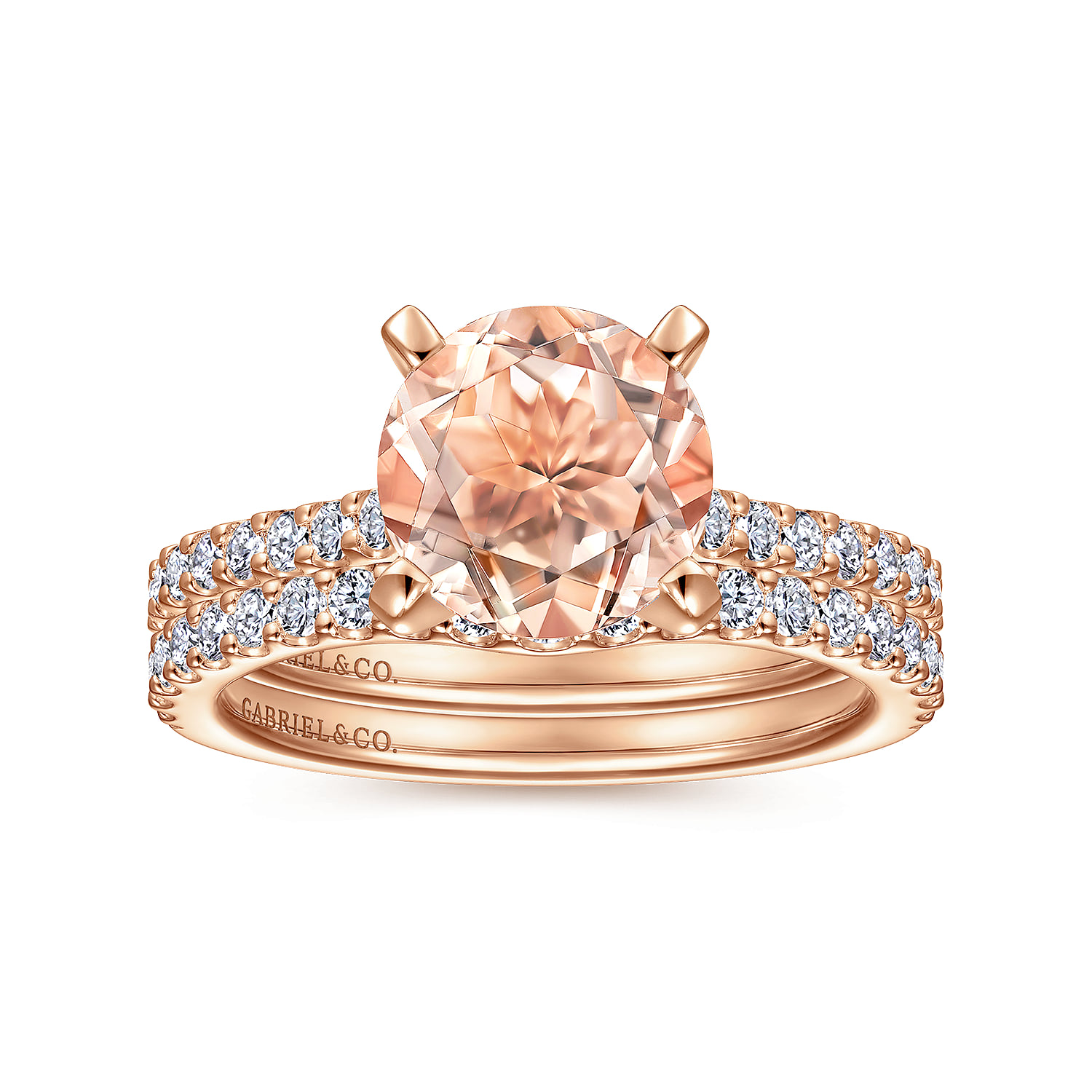 Matching Diamond Wedding Band in 14K Rose Gold, photograph 4