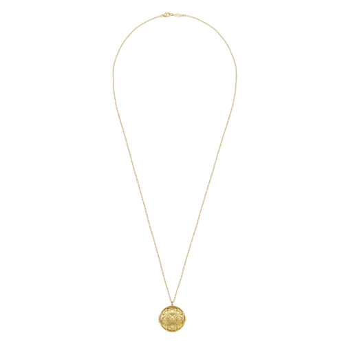  14K Yellow Plain Gold Locket Pendant Necklace