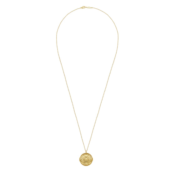  14K Yellow Plain Gold Locket Pendant Necklace angle 4