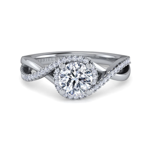  Platinum Round Halo Diamond Engagement Ring