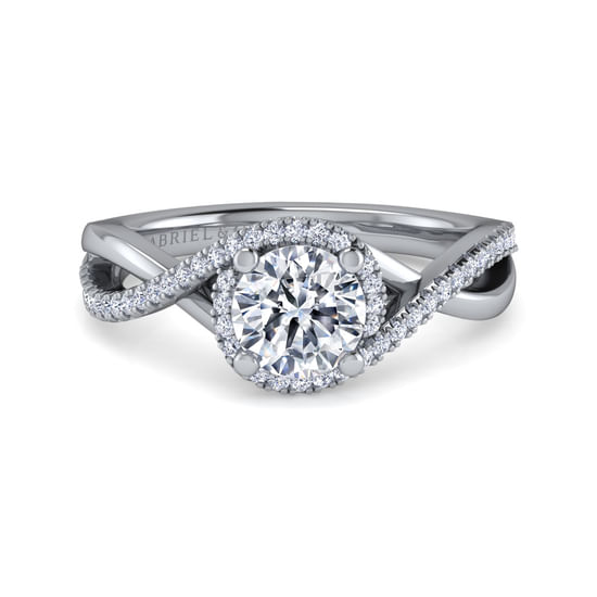Gabriel -  Platinum Round Halo Diamond Engagement Ring