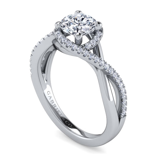  Platinum Round Halo Diamond Engagement Ring