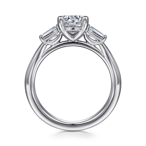  Platinum Round Three Stone Diamond Engagement Ring