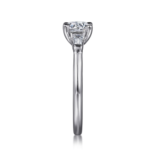  Platinum Round Three Stone Diamond Engagement Ring