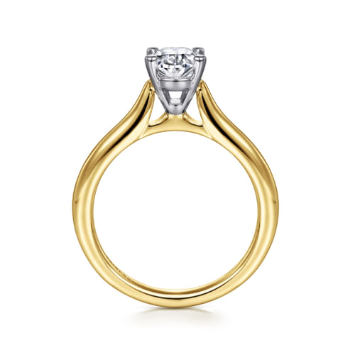 14K  White-Yellow Gold Oval Diamond Engagement Ring