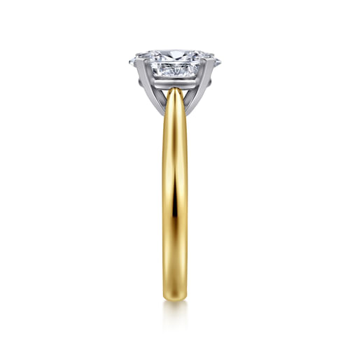 14K  White-Yellow Gold Oval Diamond Engagement Ring