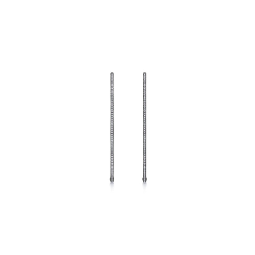 14K Gold Micro Pavé 80mm With Black Rhodium Round Inside Out Diamond Hoop Earrings