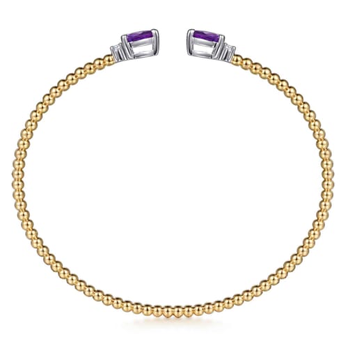 14K Mix of White and Yellow Gold AM - Amethyst Bangle 14K Mix of White and Yellow Gold AM - Amethyst Bangle