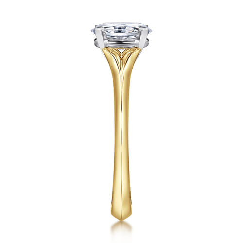 14K Mix of White and Yellow Gold Oval Diamond Engagement Ring