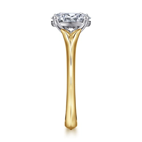 14K Mix of White and Yellow Gold Oval Diamond Engagement Ring