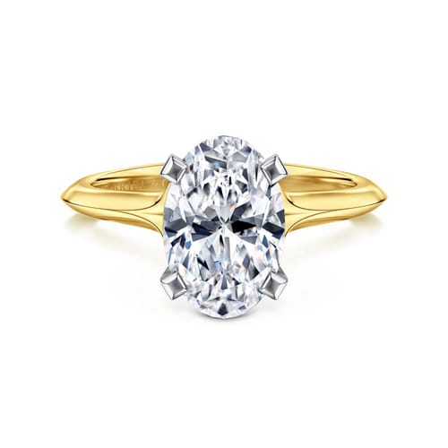 14K Mix of White and Yellow Gold Oval Diamond Engagement Ring 14K Mix of White and Yellow Gold Oval Diamond Engagement Ring