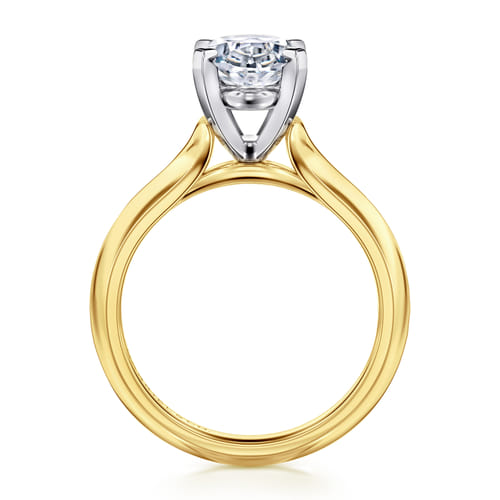 14K Mix of White and Yellow Gold Oval Diamond Engagement Ring 14K Mix of White and Yellow Gold Oval Diamond Engagement Ring