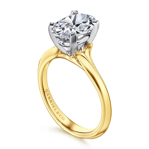 14K Mix of White and Yellow Gold Oval Diamond Engagement Ring 14K Mix of White and Yellow Gold Oval Diamond Engagement Ring