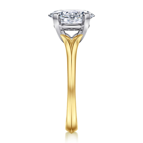 14K Mix of White and Yellow Gold Oval Diamond Engagement Ring 14K Mix of White and Yellow Gold Oval Diamond Engagement Ring