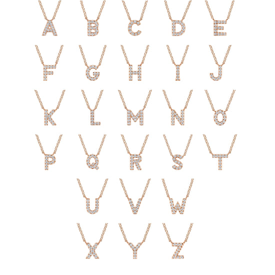 14K Pink Gold Diamond E Initial Pendant Necklace angle 4
