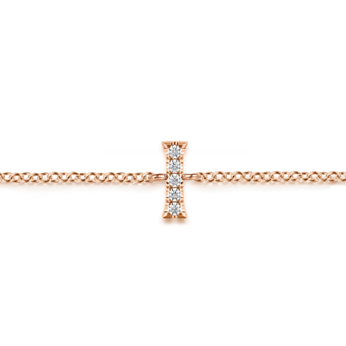14K Pink Gold Diamond I Initial Chain Bracelet