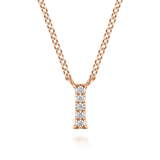 Gabriel - 14K Pink Gold Diamond I Initial Pendant Necklace