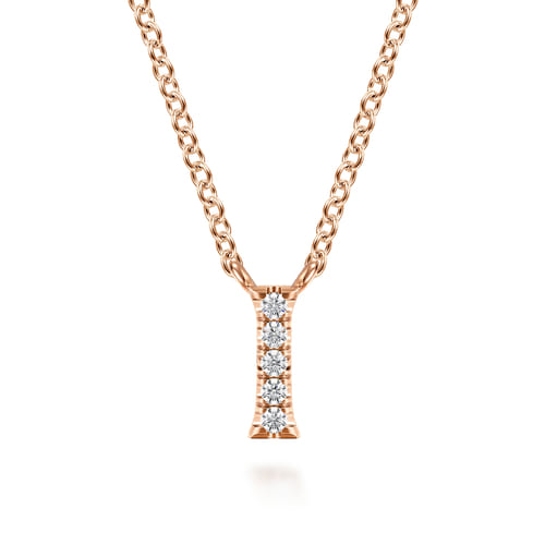 14K Pink Gold Diamond I Initial Pendant Necklace 14K Pink Gold Diamond I Initial Pendant Necklace