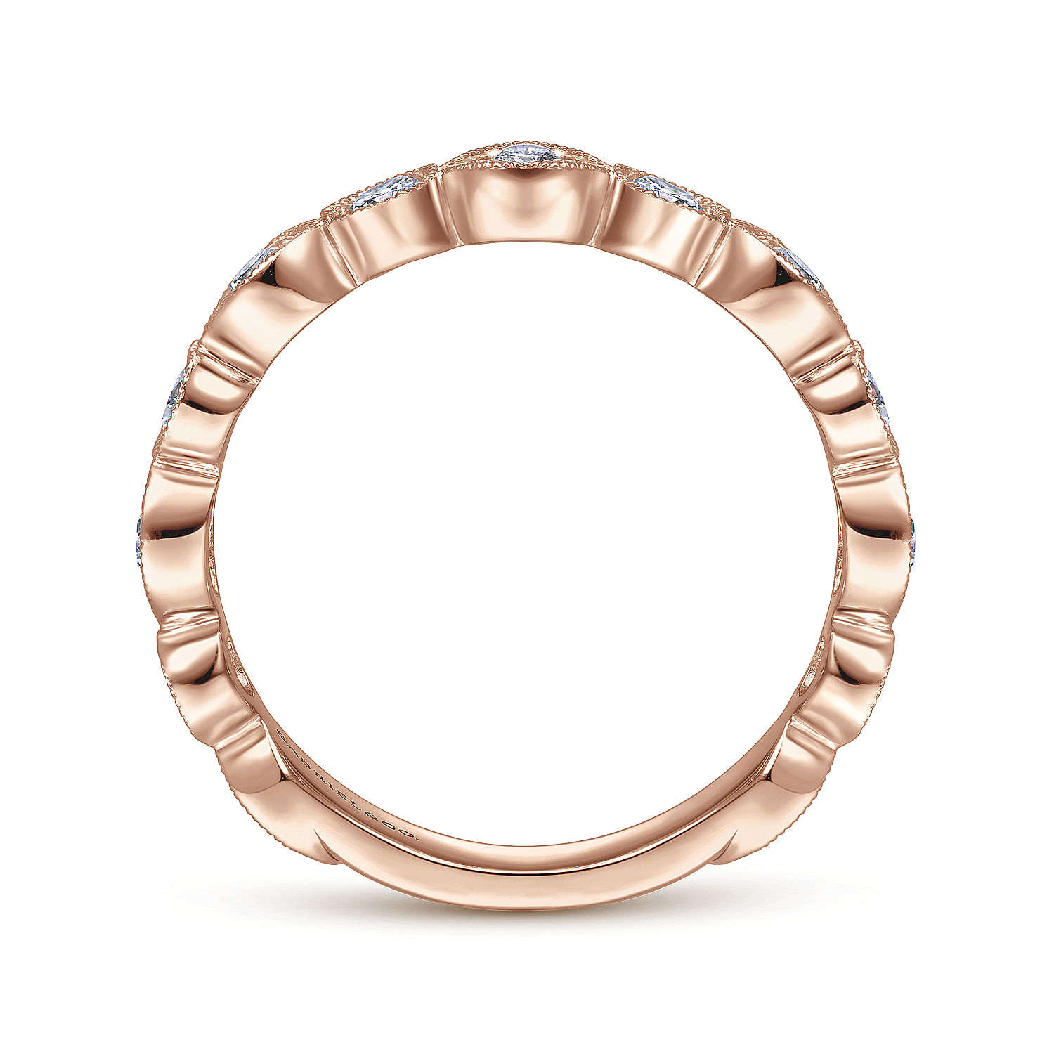14K Pink Gold Diamond Ladies Ring