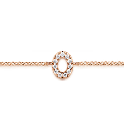 14K Pink Gold Diamond O Initial Chain Bracelet 14K Pink Gold Diamond O Initial Chain Bracelet