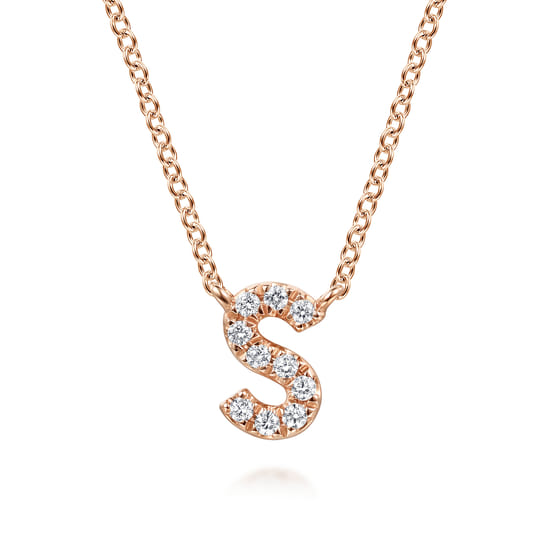 Gabriel - 14K Pink Gold Diamond S Initial Pendant Necklace Gabriel - 14K Pink Gold Diamond S Initial Pendant Necklace
