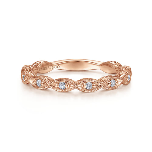 14K Pink Gold Diamond Wedding Band