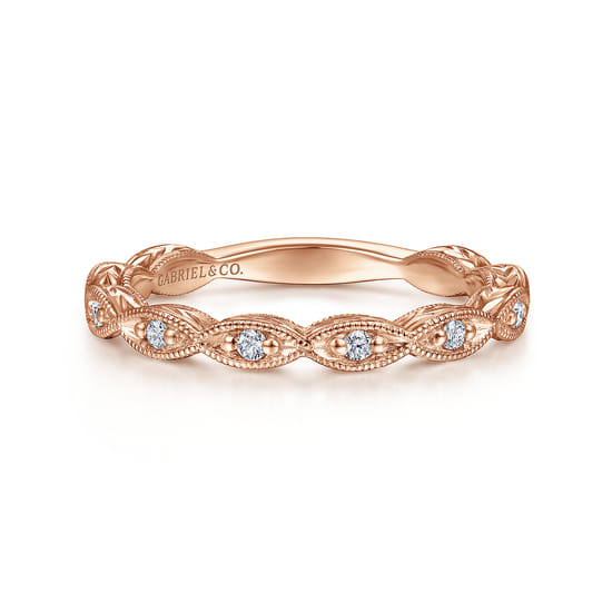 Gabriel - 14K Pink Gold Diamond Wedding Band