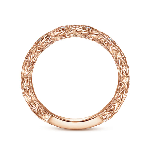 14K Pink Gold Diamond Wedding Band