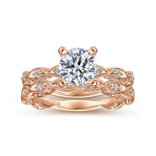 14K Pink Gold Diamond Wedding Band